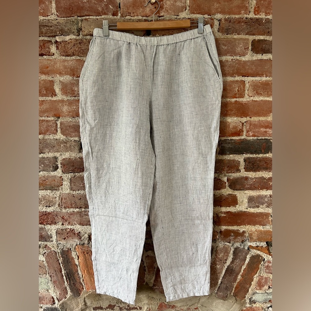 Eileen Fisher Organic Linen Elastic Waist Pants, size Medium.